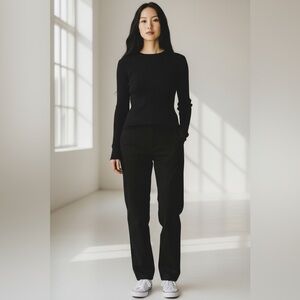 EUC, The Kooples Black Ribbed Slim-Fit Top
Size Medium, Ret $195